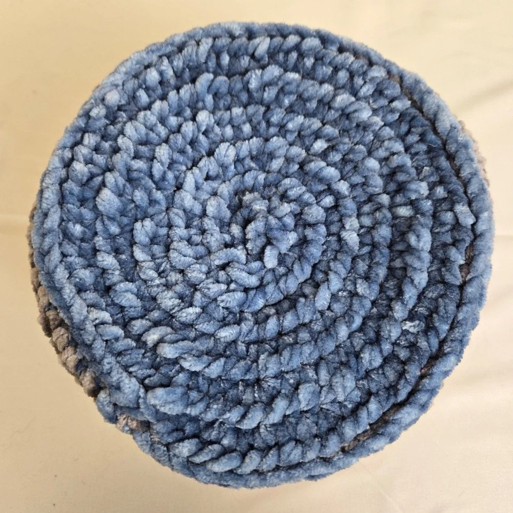 Crochet Chenille Yarn Basket, Multicolor, 7